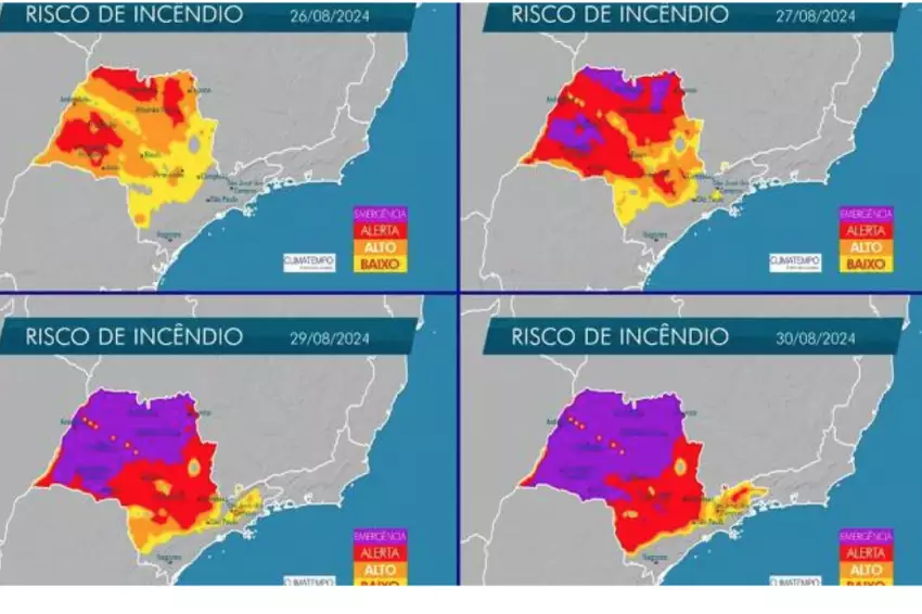 CRISE: SP QUASE TODO TEM ALERTA DE EMERGÊNCIA PARA INCÊNDIOS ATÉ SÁBADO.