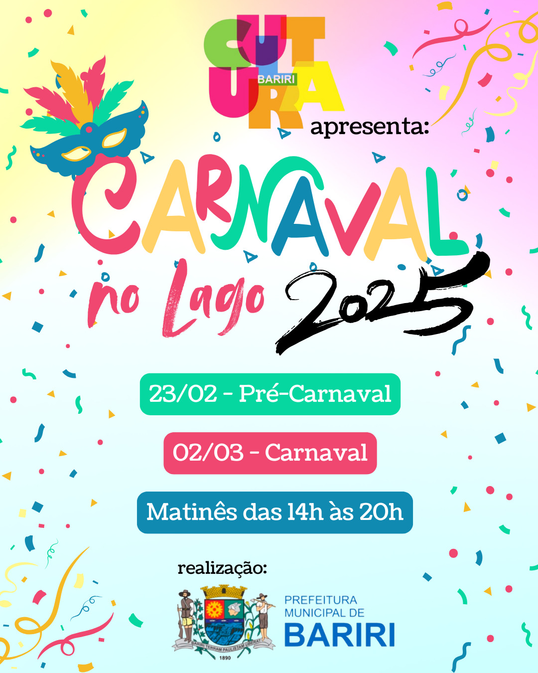 BARIRI: SETOR DE CULTURA APRESENTA DIAS, HORÁRIOS E FORMATO DO CARNAVAL 2025.